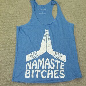 Miami Style Women's Sz XL Blue "Namaste Bitches"  Graphic Tank Top